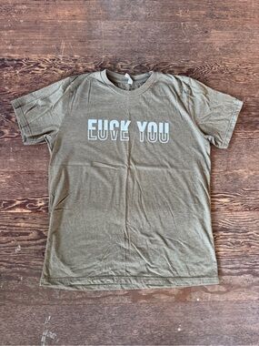 Olive Graphic Tee with Bold Front Text